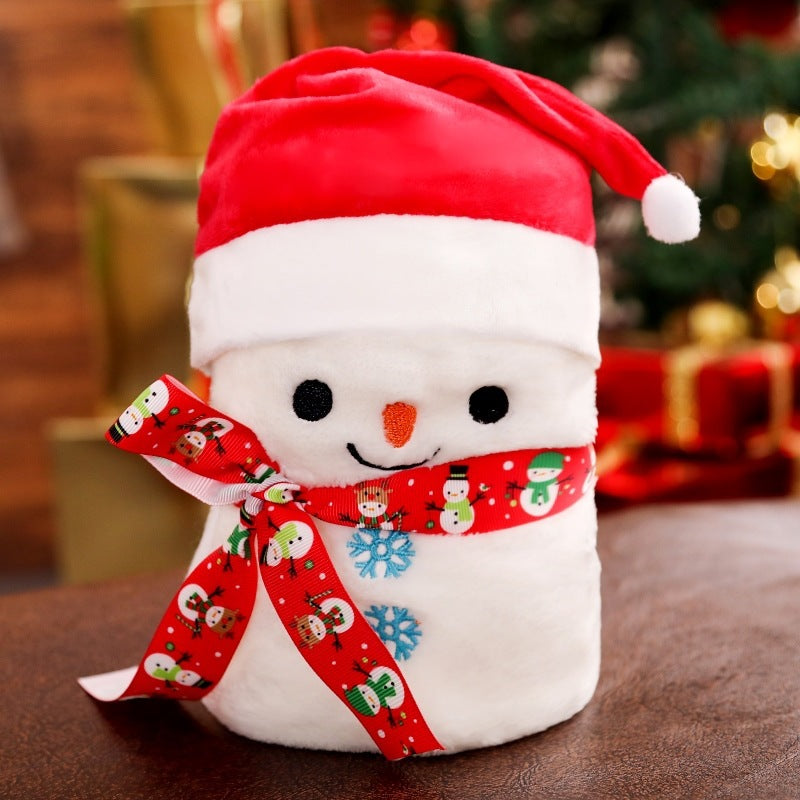 HKM-101715 Flannel Air Conditioning Blanket with Santa, Snowman, Elk, and Cookie Designs - 100x80cm