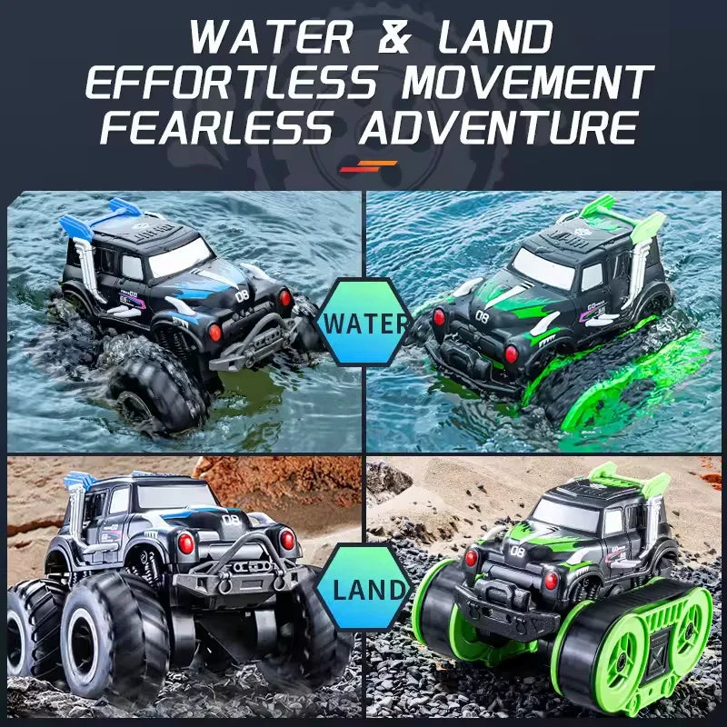 HKM-101971 Amphibious All Terrain Remote Control Stunt Car for Kids, 2.4G Off-Road Vehicle