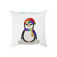 HKM-102099 Celebrate Love and Pride Penguin Pillow - Modern Peach Skin, 40x40cm or 45x45cm