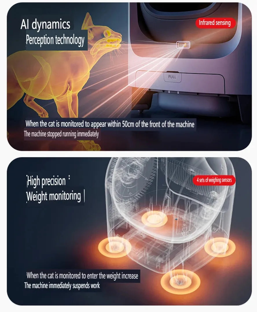 KTX-102163 Automatic Open-Top Self-Cleaning Cat Litter Box with APP Control and Weight Monitoring, Odor-Free Design for Cats Up to 10kg