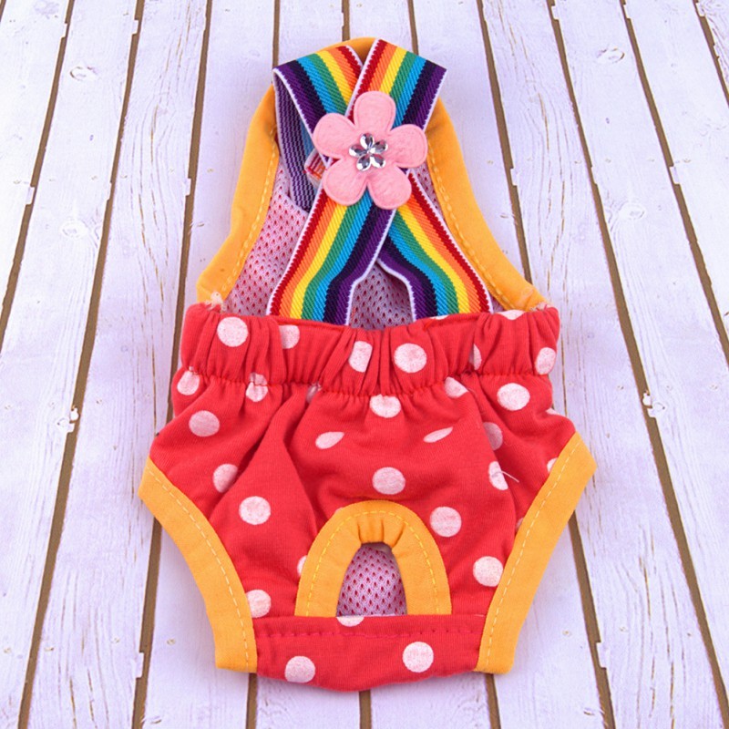 HKM-102163 Pet Polka Dot Strap Anti-Harassment Physiological Pants for Dogs - Cotton Casual Wear
