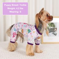 HKM-102227 Soft and Stretchy Dog Pajamas for Small Dogs - Breathable Onesies for Puppies and Cats, Ideal for Spring and Summer, Cute Mermaid Print