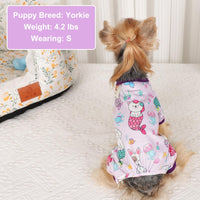 HKM-102227 Soft and Stretchy Dog Pajamas for Small Dogs - Breathable Onesies for Puppies and Cats, Ideal for Spring and Summer, Cute Mermaid Print
