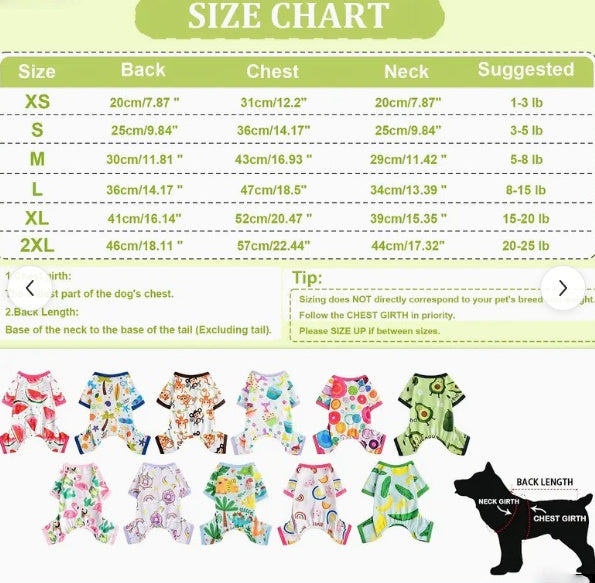 HKM-102227 Soft and Stretchy Dog Pajamas for Small Dogs - Breathable Onesies for Puppies and Cats, Ideal for Spring and Summer, Cute Mermaid Print