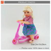 HKM-102355 Battery Operated Sport Scooter Doll for Kids Ages 2-7, Features Flashing Lights, Vinyl Construction