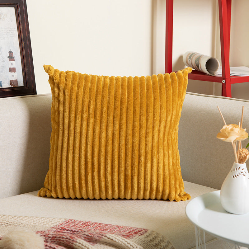 HKM-102675 Modern Striped Flannel Pillowcase 45x45cm with PP Cotton Filling for Home and Commercial Use