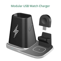 HKM-102739 Four-in-One Wireless Charger for Smartwatch and Headset - Model P9X-S, Deep Black
