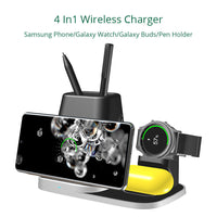 HKM-102739 Four-in-One Wireless Charger for Smartwatch and Headset - Model P9X-S, Deep Black