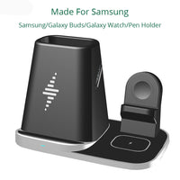 HKM-102739 Four-in-One Wireless Charger for Smartwatch and Headset - Model P9X-S, Deep Black