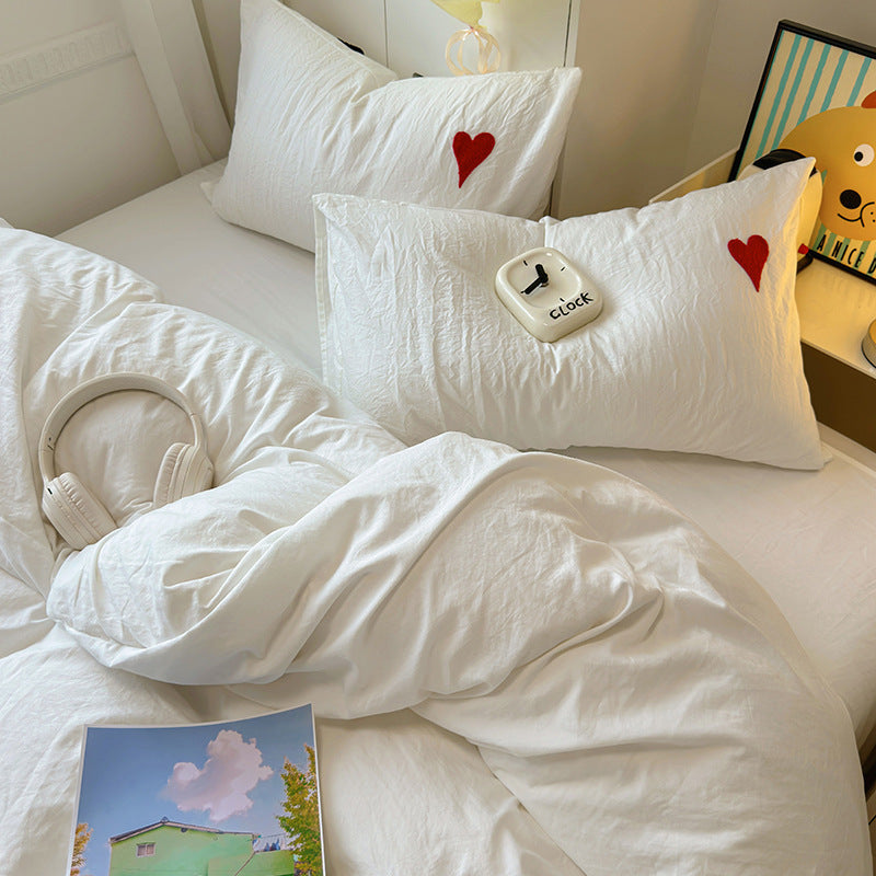 HKM-102867 Soft Cotton Cartoon Embroidered Bedding Towel Set - 3 or 4 Piece Option in Solid Color Designs