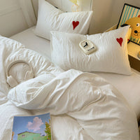 HKM-102867 Soft Cotton Cartoon Embroidered Bedding Towel Set - 3 or 4 Piece Option in Solid Color Designs