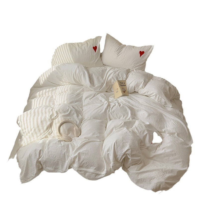 HKM-102867 Soft Cotton Cartoon Embroidered Bedding Towel Set - 3 or 4 Piece Option in Solid Color Designs