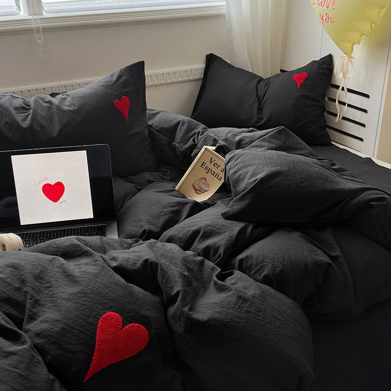 HKM-102867 Soft Cotton Cartoon Embroidered Bedding Towel Set - 3 or 4 Piece Option in Solid Color Designs
