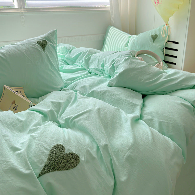 HKM-102867 Soft Cotton Cartoon Embroidered Bedding Towel Set - 3 or 4 Piece Option in Solid Color Designs