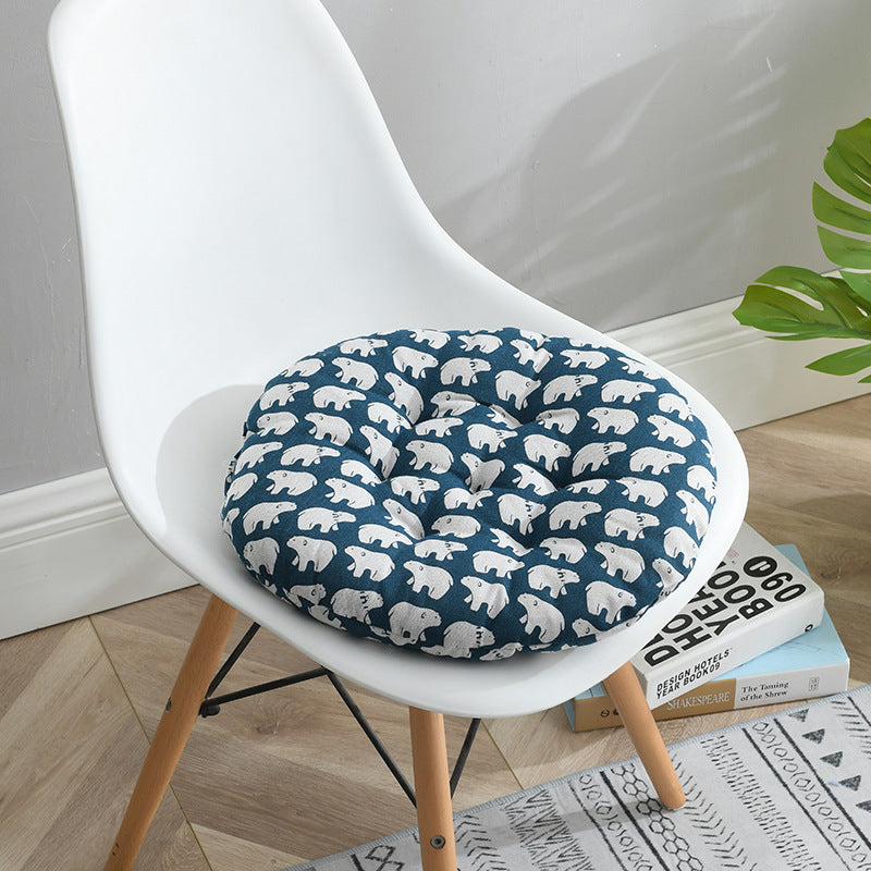 HKM-102931 Cotton and Linen Round Cushion for Home and Office, Nordic Style Chair Cushion