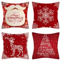 HKM-102995 Christmas Pillow Cover Set - 4-Piece Decorative Cushion Covers with Snowflake, Checkered, Car, and Star Designs, 45x45cm