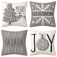 HKM-102995 Christmas Pillow Cover Set - 4-Piece Decorative Cushion Covers with Snowflake, Checkered, Car, and Star Designs, 45x45cm