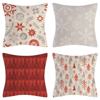 HKM-102995 Christmas Pillow Cover Set - 4-Piece Decorative Cushion Covers with Snowflake, Checkered, Car, and Star Designs, 45x45cm