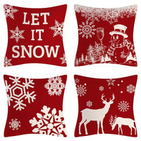 HKM-102995 Christmas Pillow Cover Set - 4-Piece Decorative Cushion Covers with Snowflake, Checkered, Car, and Star Designs, 45x45cm