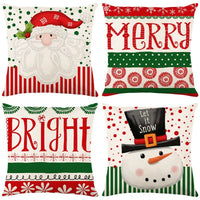 HKM-102995 Christmas Pillow Cover Set - 4-Piece Decorative Cushion Covers with Snowflake, Checkered, Car, and Star Designs, 45x45cm