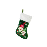 HKM-102995 Faceless Elderly Christmas Stockings - Modern Green & Red Ornaments for Holiday Decor