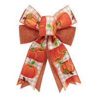 HKM-103507 Autumn Harvest Pumpkin Garland with Bowknot for Door Decoration