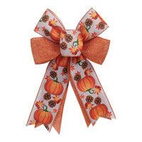 HKM-103507 Autumn Harvest Pumpkin Garland with Bowknot for Door Decoration