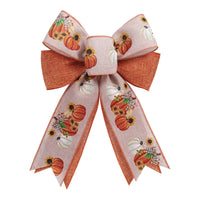 HKM-103507 Autumn Harvest Pumpkin Garland with Bowknot for Door Decoration