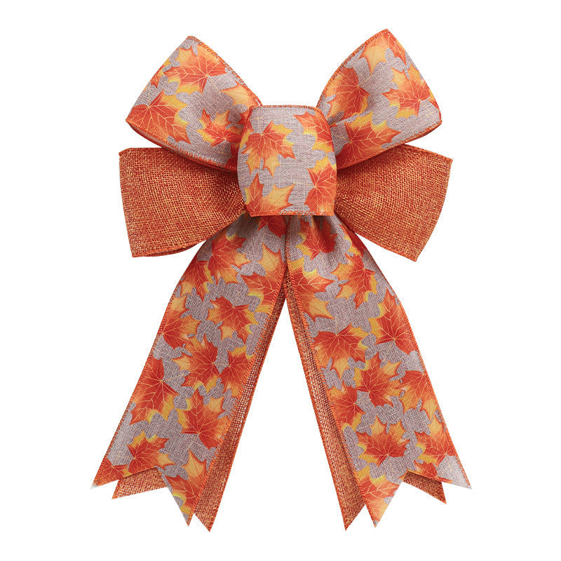 HKM-103507 Autumn Harvest Pumpkin Garland with Bowknot for Door Decoration