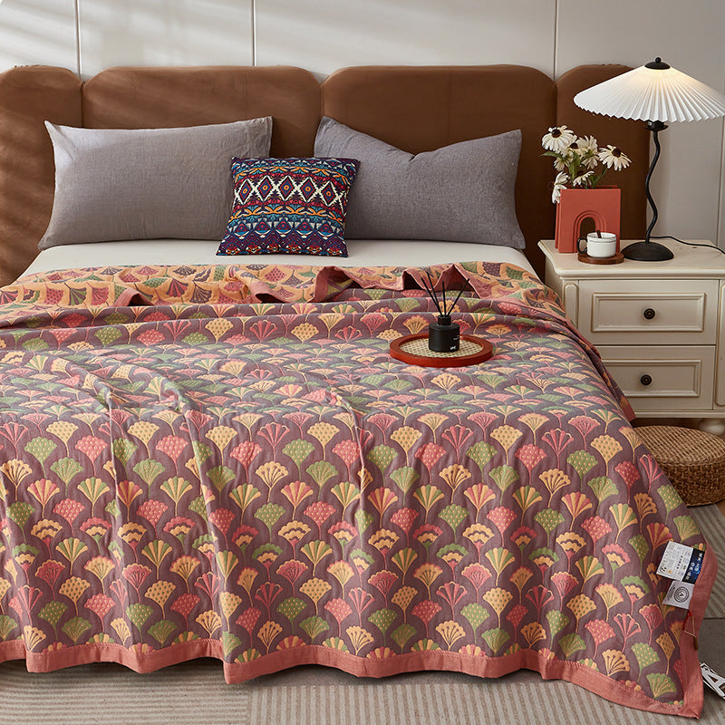 HKM-103507 Pure Cotton Multi-Functional Three-Layer Yarn Summer Quilt and Pillowcase Set - Available in Multiple Sizes