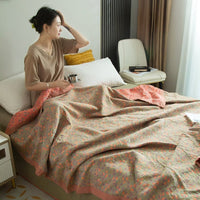 HKM-103507 Pure Cotton Multi-Functional Three-Layer Yarn Summer Quilt and Pillowcase Set - Available in Multiple Sizes