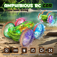 HKM-103699 Colorful 2.4G Amphibious Double-Sided Stunt Car with Four-Wheel Drive and Remote Control for Indoor/Outdoor Fun