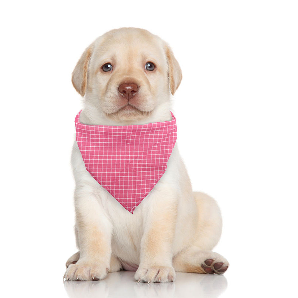 HKM-103699 Cotton Triangle Scarf for Pets in Various Plaid Patterns and Colors
