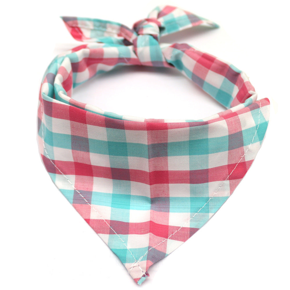 HKM-103699 Cotton Triangle Scarf for Pets in Various Plaid Patterns and Colors