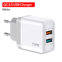 HKM-103891 Dual USB Quick Charge 3.0 18W Travel Charger for Mobile Phones and Tablets