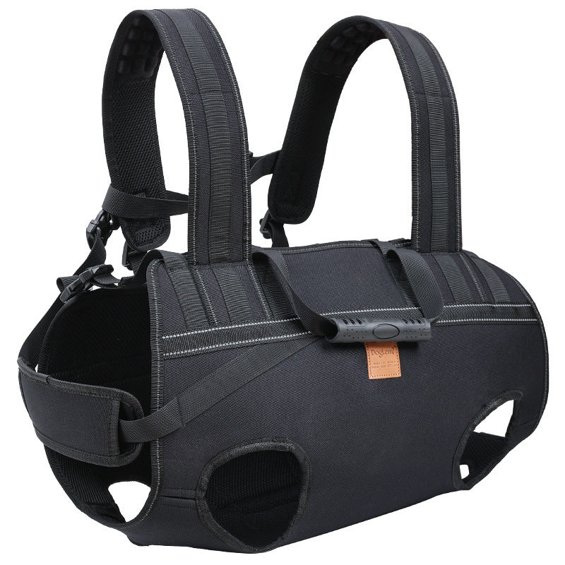 HKM-103891 Medium and Large Dog Backpack in Solid Black Oxford Cloth