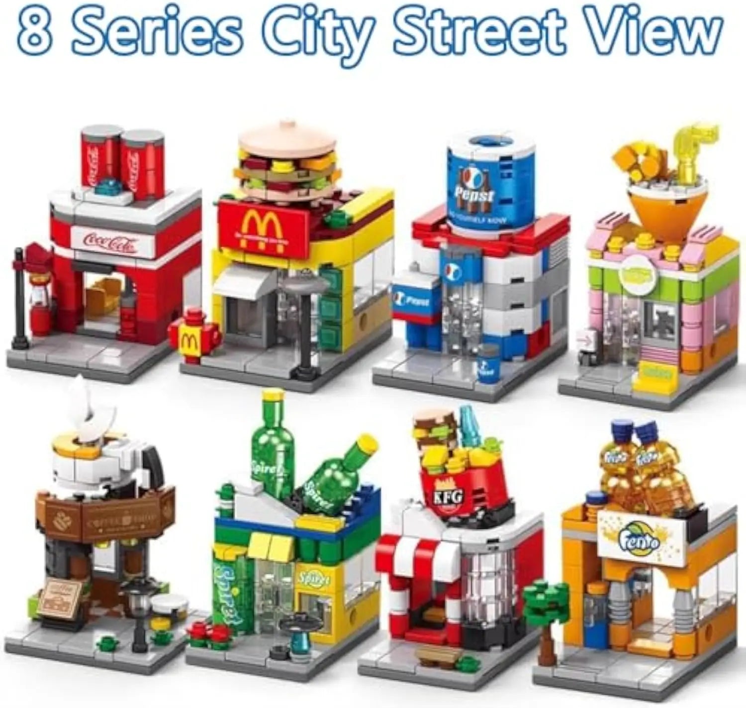 8-in-1 Mini City Building Blocks Set for Kids Ages 2 to 14 - 40 Pieces of DIY Modern Plastic Construction Toys