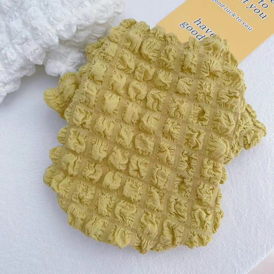 HKM-104659 Cozy Puffy Sweater for Pets in White and Mustard Yellow