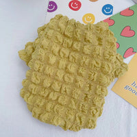 HKM-104659 Cozy Puffy Sweater for Pets in White and Mustard Yellow