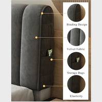 HKM-104659 Soft Cover Curved Head Protection Dust-Proof Bed Back Cover in Matcha Green, Cornmeal, Premium Grey, Champagne, and Haze Blue