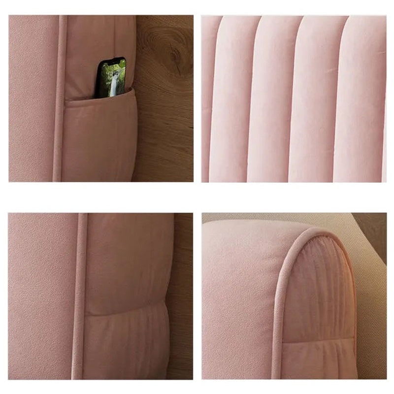 HKM-104659 Soft Cover Curved Head Protection Dust-Proof Bed Back Cover in Matcha Green, Cornmeal, Premium Grey, Champagne, and Haze Blue