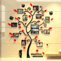 HKM-104787 Family Tree Photo Frame Wall Sticker with 10 4-Inch Frames and 1 6-Inch Frame, Black Acrylic Design, 82.4 x 100 CM