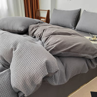 HKM-104851 Cotton White Quilt Cover Set - Modern Three-Piece Bedding for 0.9m and 1.2m Beds