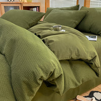 HKM-104851 Cotton White Quilt Cover Set - Modern Three-Piece Bedding for 0.9m and 1.2m Beds