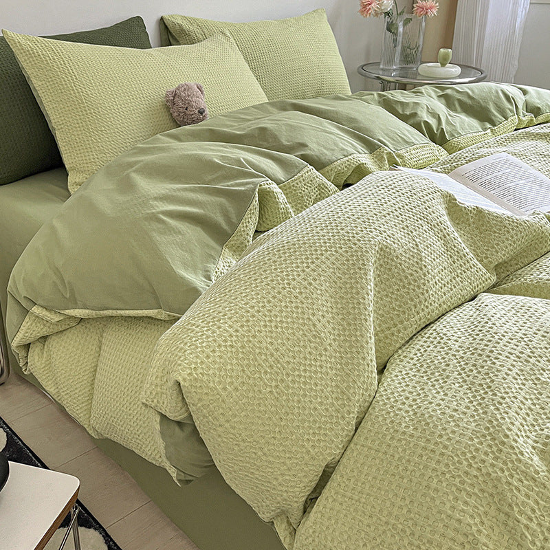 HKM-104851 Cotton White Quilt Cover Set - Modern Three-Piece Bedding for 0.9m and 1.2m Beds