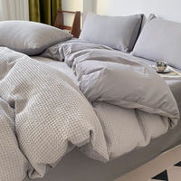 HKM-104851 Cotton White Quilt Cover Set - Modern Three-Piece Bedding for 0.9m and 1.2m Beds
