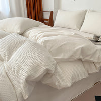 HKM-104851 Cotton White Quilt Cover Set - Modern Three-Piece Bedding for 0.9m and 1.2m Beds