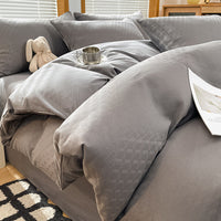 HKM-104851 Cotton White Quilt Cover Set - Modern Three-Piece Bedding for 0.9m and 1.2m Beds