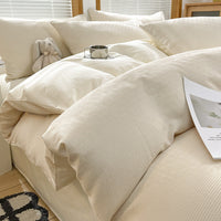 HKM-104851 Cotton White Quilt Cover Set - Modern Three-Piece Bedding for 0.9m and 1.2m Beds
