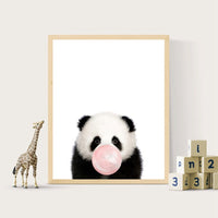 HKM-104851 Elephant Blowing Bubbles Cartoon Style Frameless Canvas Art for Children's Room